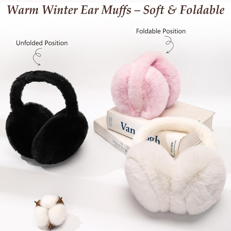 Clothclose Ear Muffs for Kids - Furry Ear Muffs for Winter Women Girls Boys, Foldable Cozy Winter Earmuffs Warmers - Image 3